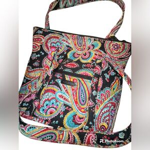 Vera Bradley Paisley Crossbody Bag Colorful Quilted Travel Shoulder Bag
